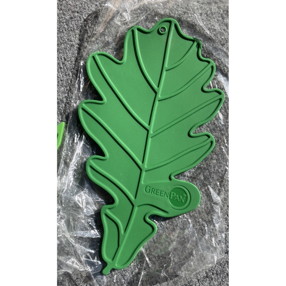 Pair BRAND NEW Green Pan Silicone Green Leaf Trivets Tropical Nature - Picture 4 of 9